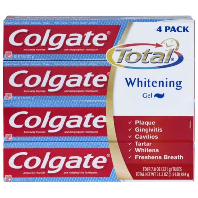 Colgate Total Whitening Toothpaste, Gel - 7.8 oz. - 4 pk.