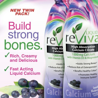 Liquid ReViva Calcium 1000mg Smooth Blueberry - 2 pk.