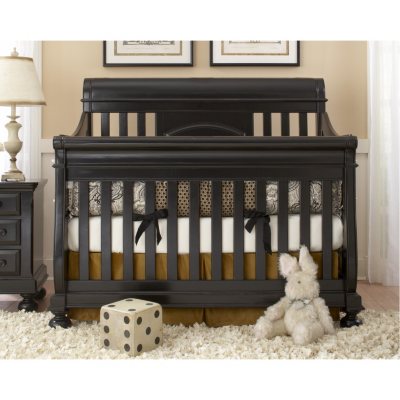 Hamilton Collection Sleigh Crib with Guard Rails - Antique Black