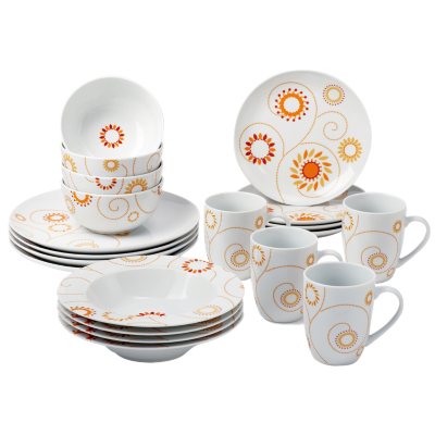 Rachael Ray 20 Piece Pinwheel Dinnerware Set - Orange/Yellow