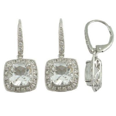 White Topaz & White Sapphire Earrings in 14K White Gold