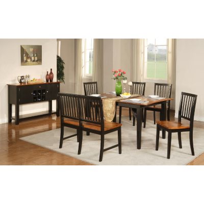 Ava Cherry and Black Dining Set - 7 pc.