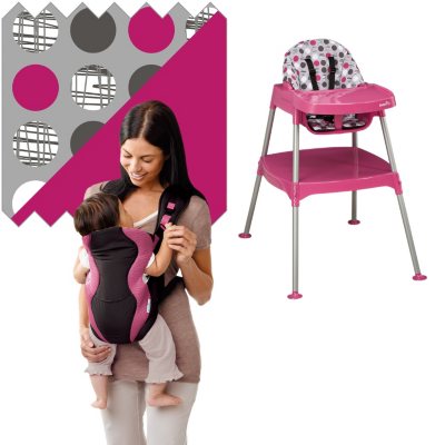 Evenflo High Chair - Soft Carrier Bundle - Dottie Rose / Marianna - Free Standard Shipping