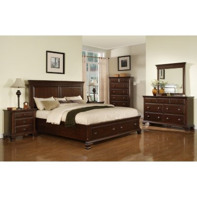 Brinley Cherry Storage Bedroom Set - King - 6 pc. - Sam