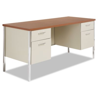 Alera - Double Pedestal Steel Credenza - Cherry/Putty