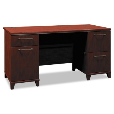 Bush - Enterprise Double Pedestal Desk - Harvest Cherry - 60" 