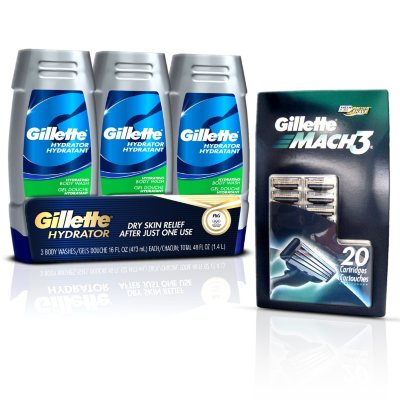 Gillette MACH3 Cartridges & Body Wash Bundle