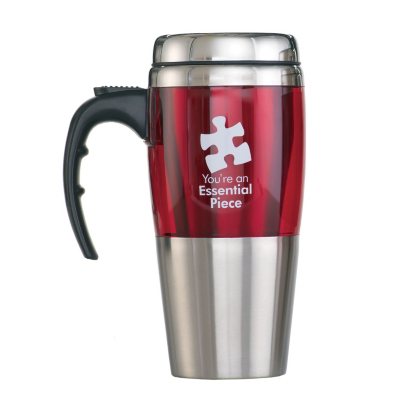 Baudville Stainless Steel Travel Mug Essential Piece, 4 Pack