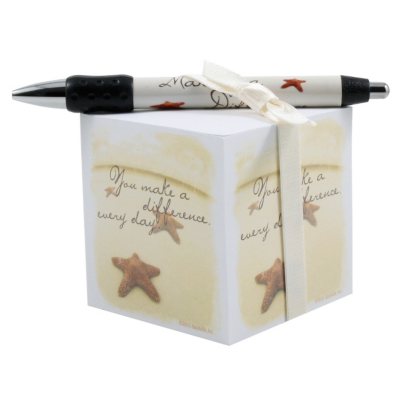 Baudville Starfish: Making a Difference Note Cube and Pen Gift Set, 4 Pack