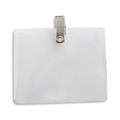 IDVille Clear Vinyl Horizontal Event Badge Holder Clip, 50 Pack