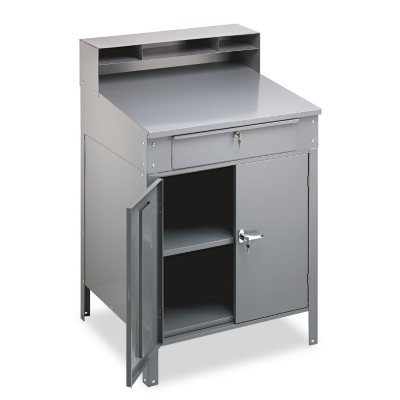 Tennsco Steel Cabinet Shop Desk – Medium Gray
