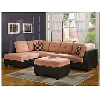 Williams Home Furnishing Sectional Set with Ottoman - Saddle/Espresso