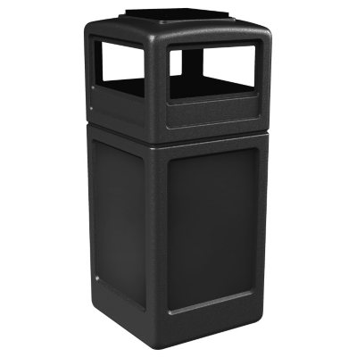 Commercial Zone Waste Container w/ Ashtray Dome Lid - Black