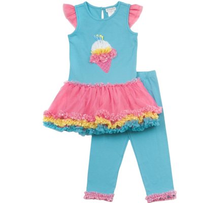 Emily Rose 2 Piece Tutu Capri Set - Aqua