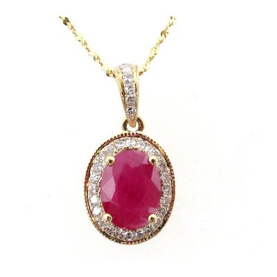 14K Composite Ruby & Diamond Pendant
