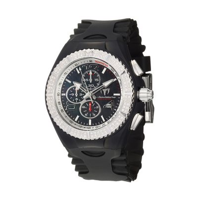 TechnoMarine Men's Cruise Original Stainless Steel Case and Silicon Interchangeable Straps Diamond Chronograph, Tachymeter Quartz Watch