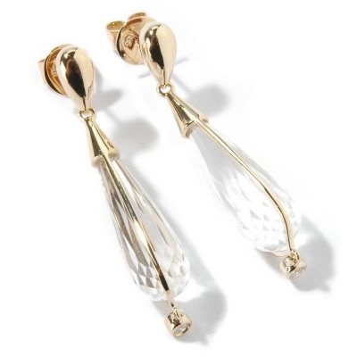 Sonia B. White Quartz & Diamond Drop Earrings 