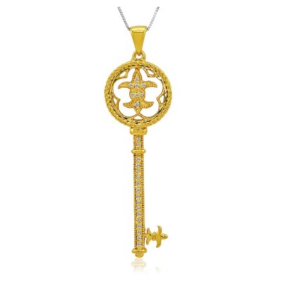 0.10 ct. t.w. Diamond 14k Yellow Gold Key Pendant (H-I, I1)