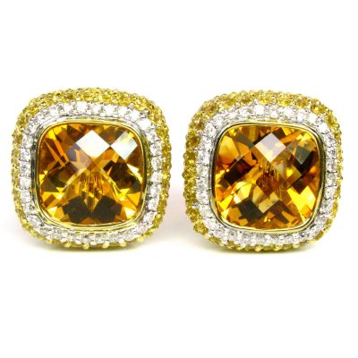 Sonia B. Citrine, Diamond & Yellow Sapph. Earrings