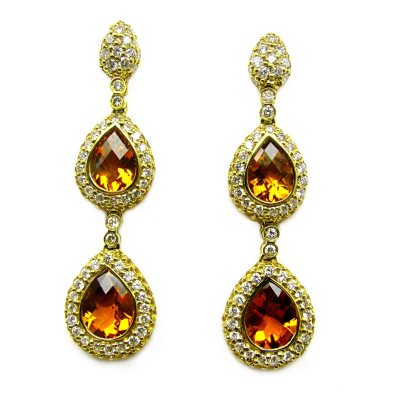 Sonia B. Diamond, Citrine & Yellow Sapphire Drop Earrings