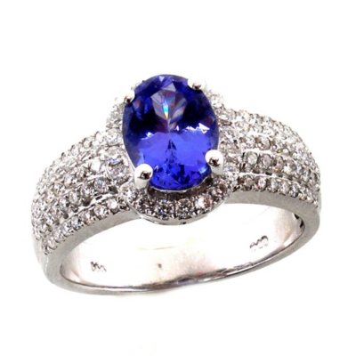 1.25 ct. Oval Tanzanite 0.50 ct. t.w. Diamond Ring 14K White Gold (H-I, I1)