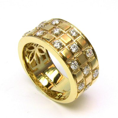 Sonia B. 0.91 ct. t.w. Satin Finish Diamond 3-Row Band in 14k Yellow Gold (G-H, SI)