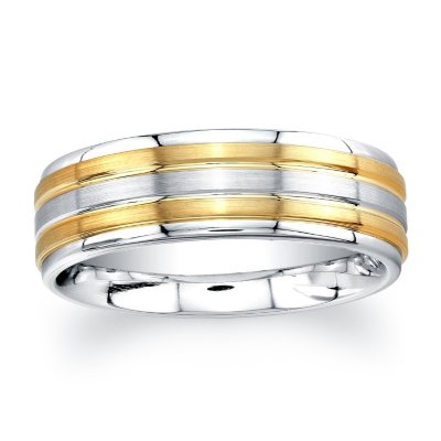 7mm Wedding Band in Cobalt and 14K Yellow Gold