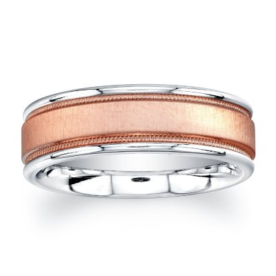 7mm Wedding Band in Cobalt and 14K Rose Gold