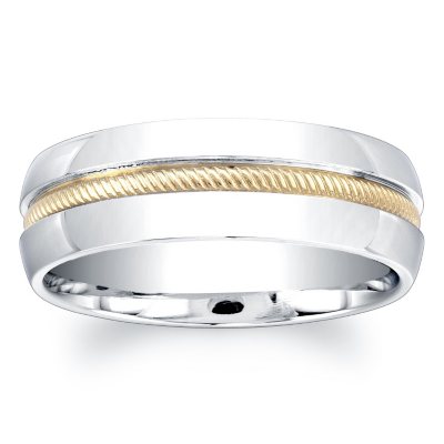 7mm Wedding Band in Cobalt and 14K Yellow Gold