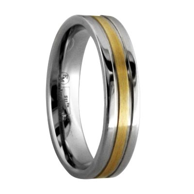 Gray Titanium Men's Band with 14K Yellow Gold Inlay - 5 mm