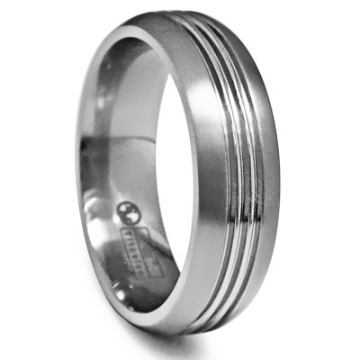 Gray Titanium Men's  Band with Diamond Accent - 7 mm