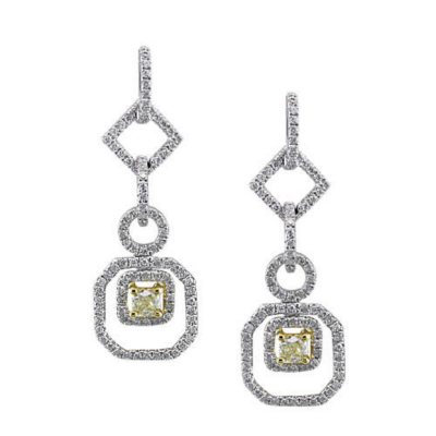 1 ct. t.w. Yellow and White Diamond Earrings