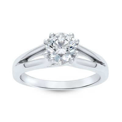 1.04 ct. Round Brilliant Lab-Grown Diamond Solitaire Ring in 14K White Gold (F, SI2)