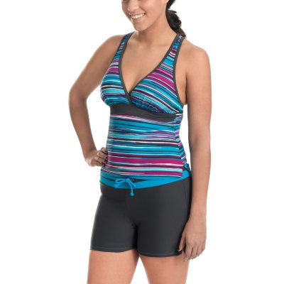 Turquoise Seaside Stripe Racer with Swim Short