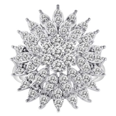1.50 CT. T.W. Floral Design Diamond Ring in 14K White Gold (H-I, I1)