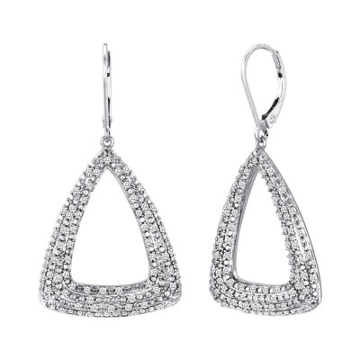 0.75 CT. T.W. Diamond Triangle Hoop Earrings in Sterling Silver (H-I, I1) 