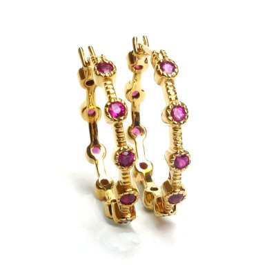 0.80 CT. T.W. Pink Sapphire Hoop Earrings in 18K Rose Gold
