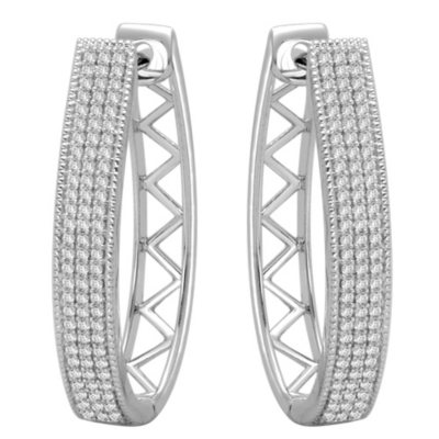 0.50 ct. t.w. Diamond Hoop Earrings in Sterling Silver (H-I, I1)