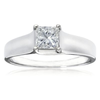 0.33 ct. Princess Diamond Solitaire Ring in 14k White Gold (H-I, I1)
