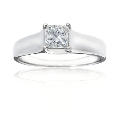 0.25 ct. Princess Diamond Solitaire Ring in 14k White Gold (H-I, I1)