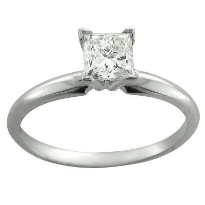 0.33 ct. Princess Diamond Solitaire Ring in 14k White Gold (H-I, I1)