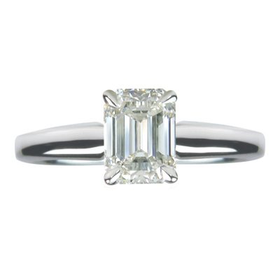 1.00 ct. Emerald Cut Diamond 14k White Gold Solitaire Ring (I, VVS2)