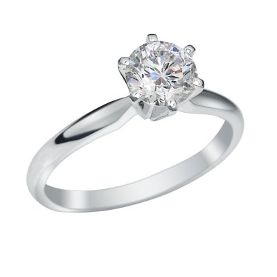 1 ct. Round Brilliant Lab-Grown Diamond Solitaire Engagement Ring in 18K White Gold w/ Platinum Prongs (I, VS1)