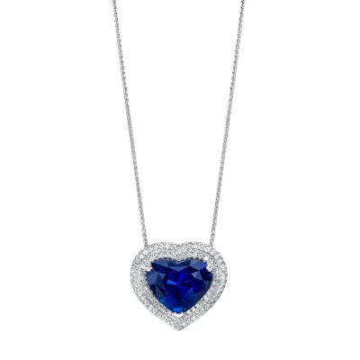 8.37 CT. TW. Heart Shaped Sapphire Pendant in Platinum