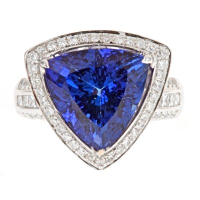 D’Yach Tanzanite and Diamond Ring in 18k White Gold