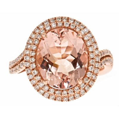Color Jewels 4.24 CT. Morganite and Diamond Fashion Ring in 14K Rose Gold