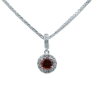 Gem RoManse Garnet and White Topaz Pendant in Sterling Silver