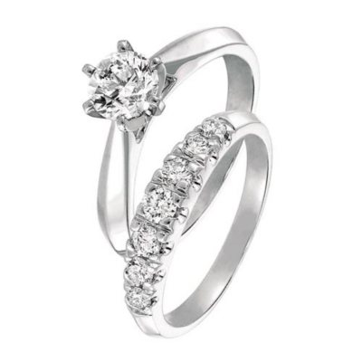 0.50 ct. t.w. Round Cut Diamond Cathedral Bridal Set in 14k White Gold (I, SI2)