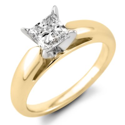 0.31 CT. Princess Diamond Solitaire Ring in 14K Yellow Gold (I, I1)