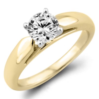 0.47 CT. Round Diamond Solitaire Ring in 14K Yellow Gold (F, I1)